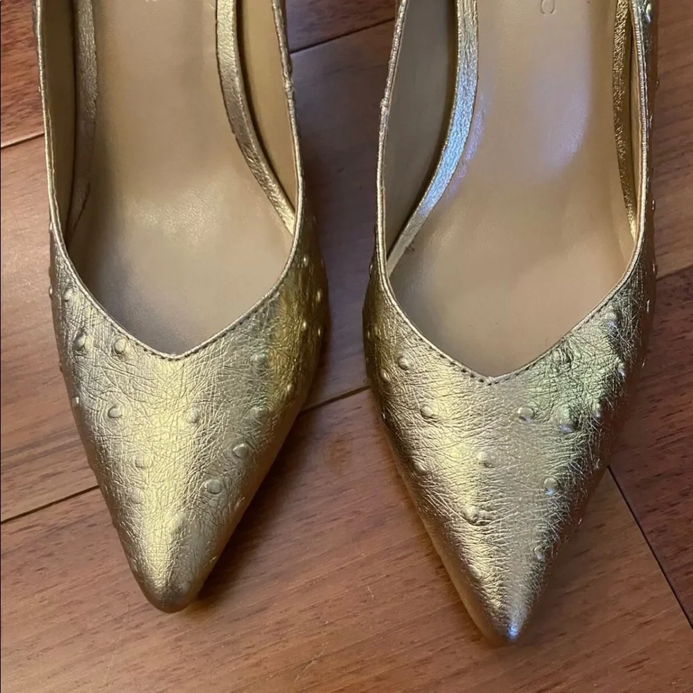 Banana Republic Women Gold Pointed Toe Heels Pumps Shoes Size 7